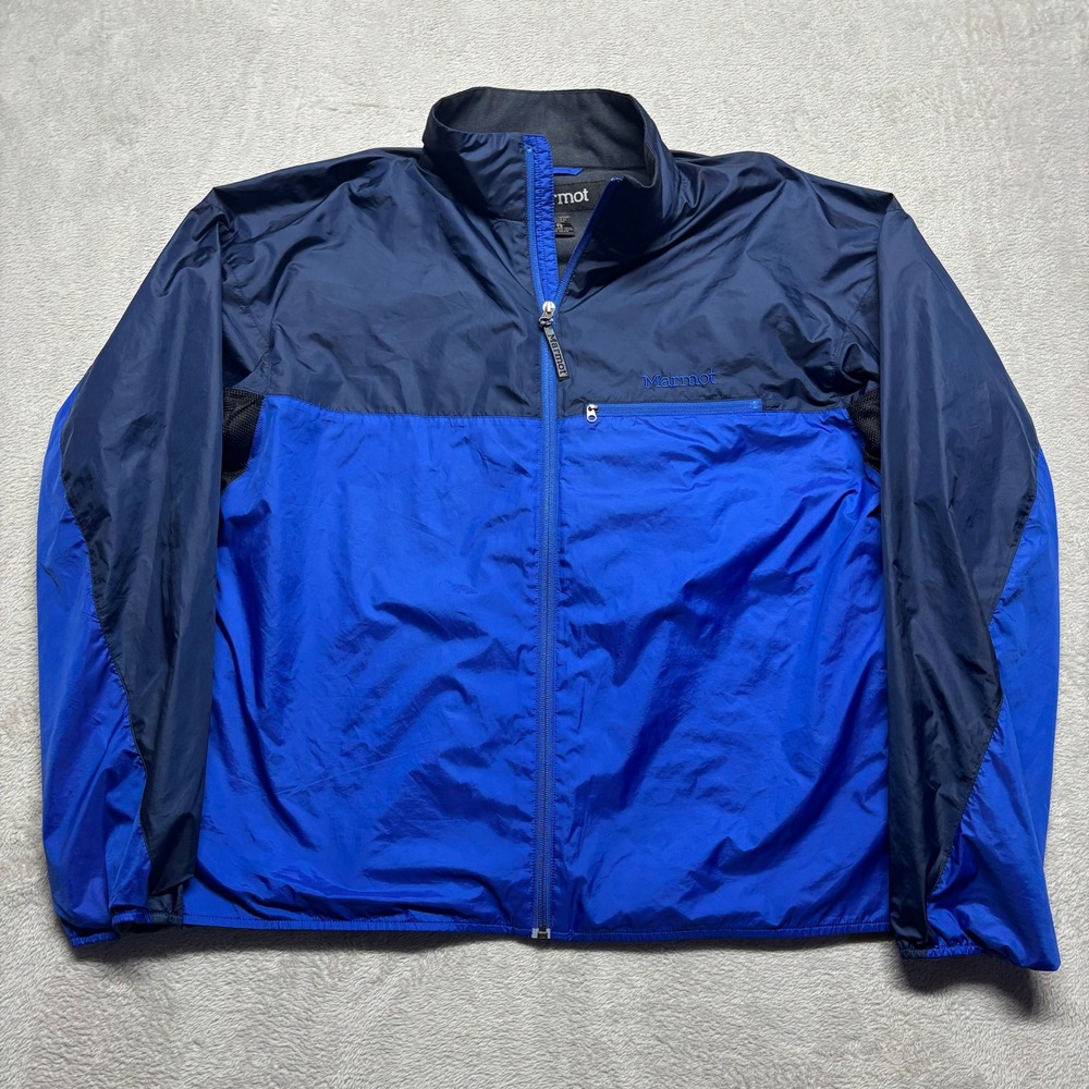 Marmot Mens XL Colorblock Full Zip Windbreaker Jacket DriClimate Blue - Picture 1 of 7